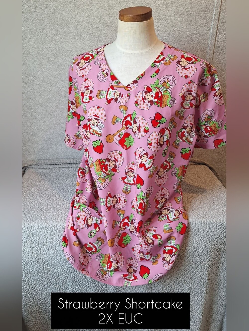 Strawberry Shortcake 2X V-Neck Scrub Top